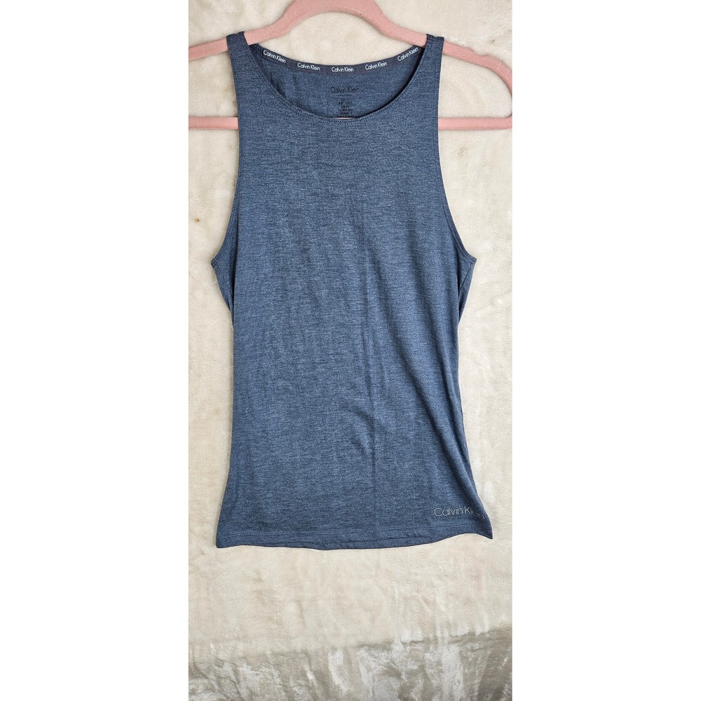 Calvin Klein Women Blue Heathered Sleepwear Set Tank‎ Top and Jogger Pants Small